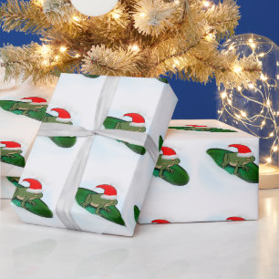 Frosch rast durch den Schnee Geschenkpapier