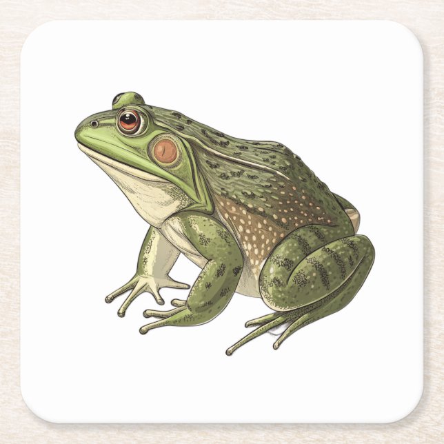 Frosch Rechteckiger Pappuntersetzer (Vorderseite)