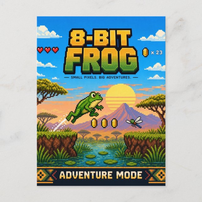 Frosch, Retro-8-Bit-Pixelkunst Postkarte (Vorderseite)