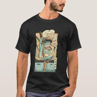 Frosch-Samurai in einem Zen-Garten-Setting T-Shirt
