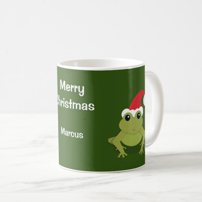Frosch Santa Green Weihnachten Kaffeetasse (VorderseiteRechts)