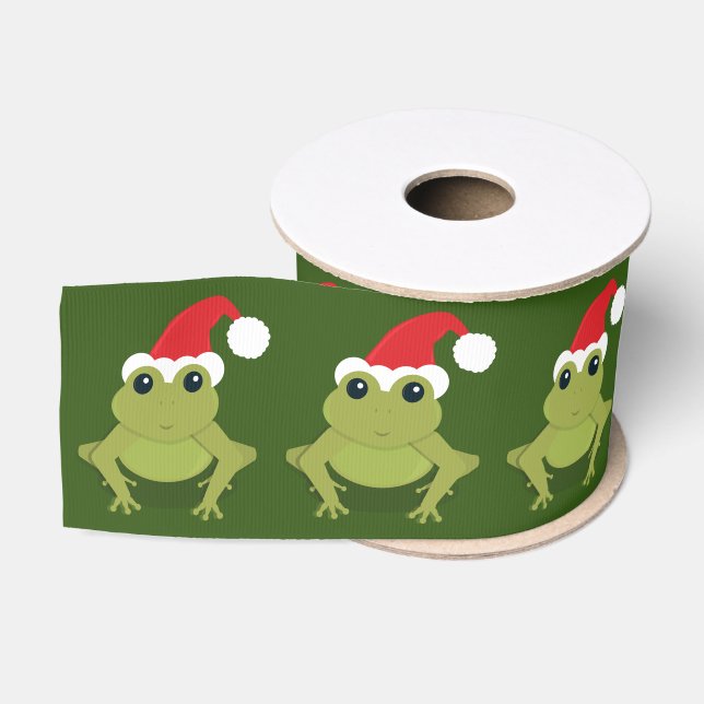 Frosch Santa Green Weihnachten Ripsband (Spule)