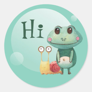 Frosch Schnecke Freundliche Tiere Funny Hi-Umschla Runder Aufkleber