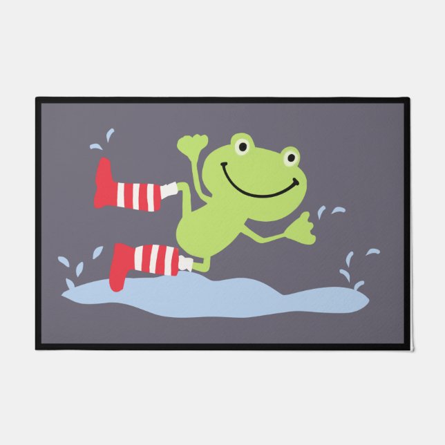 Frosch Schriftart Porch Mat, Tanzfrosch Willkommen Fußmatte (Vorderseite)
