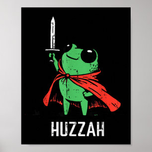 Frosch Schwert Cape Huzzah Lustiges Meme Fantasy J Poster