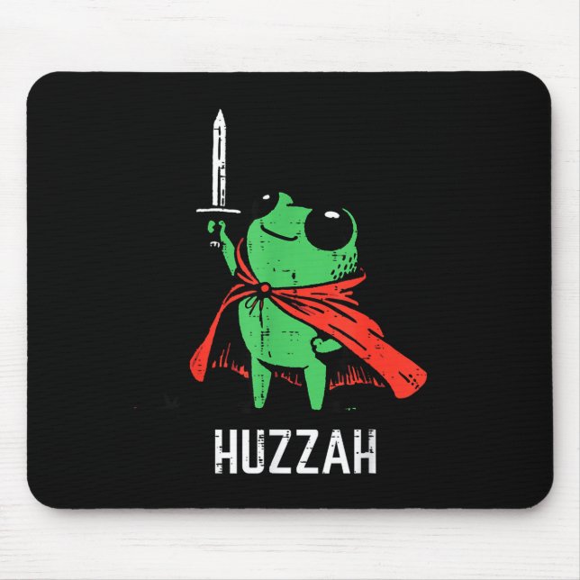 Frosch-Schwert-Umhang Huzzah Lustiges Meme Fantasy Mousepad (Vorne)