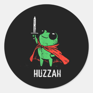 Frosch-Schwert-Umhang Huzzah Lustiges Meme Fantasy Runder Aufkleber