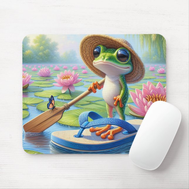Frosch schwimmend auf einer Drehend Flop Mousepad (Mit Mouse)
