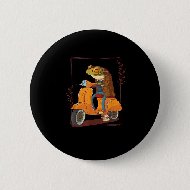 Frosch-Scooter-Pilz-Goblincore-Akademia Button (Vorderseite)