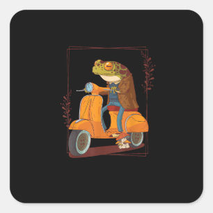Frosch-Scooter-Pilz-Goblincore-Akademia Quadratischer Aufkleber
