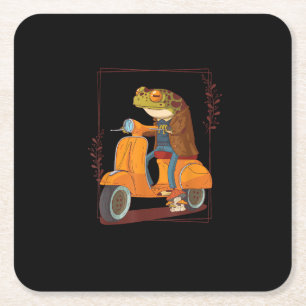 Frosch-Scooter-Pilz-Goblincore-Akademia Rechteckiger Pappuntersetzer