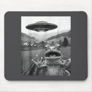 Frosch-Selfie mit Alien-Ufo lustiger schockierter Mousepad