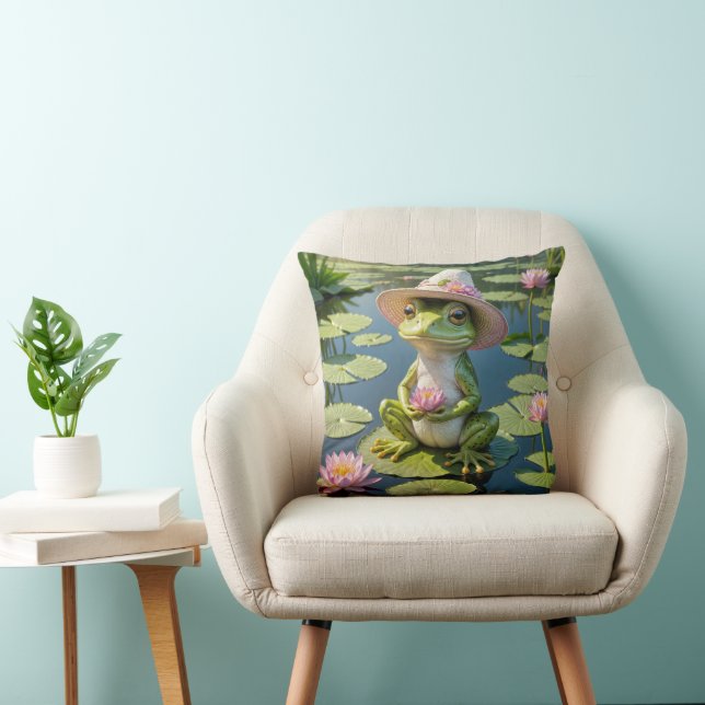 Frosch sitzend auf einer Lilienwand Kissen (Stuhl )