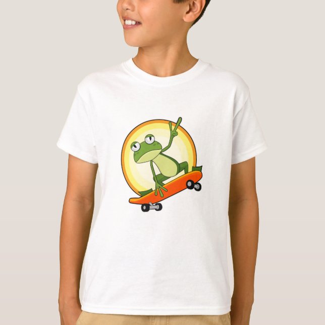 Frosch-Skater-Skateboard T-Shirt (Vorderseite)
