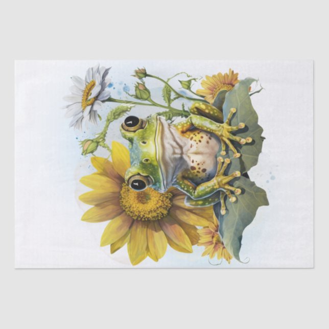 Frosch Sonnenblume Wasserfarbe Seidenpapier (Vorderseite)
