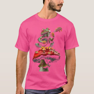 Frosch spielen Banjo auf Pilzcotattage Funny F T-Shirt