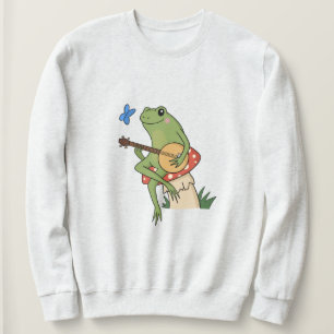 Frosch spielen Banjo Cottagecore Pilz Sweatshirt