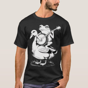 Frosch spielt Banjo auf Ente reitend T-Shirt