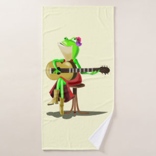 Frosch spielt Gitarre Badehandtuch-Set Badhandtuch Set