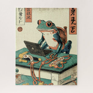 Frosch spielt PC-Spiele, Ukiyo-e-Froschkunst, Fros