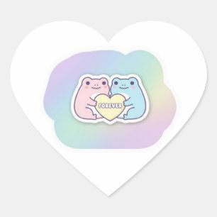 Frosch-Sticker 'Für immer' Süßes Frosch-Paar hält Herz-Aufkleber