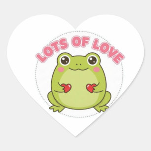 Frosch-Sticker 'Lots Of Love' - Süßer Frosch hält Herz-Aufkleber