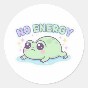 Frosch-Sticker ohne Energie Süßer müder Frosch, de Runder Aufkleber