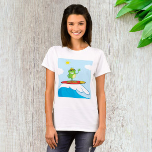 Frosch surft auf einem Wellen T-Shirt