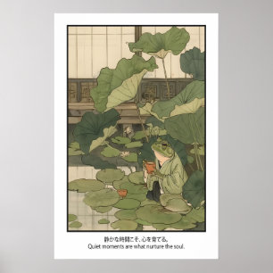 Frosch-Teegarten-Kunstprint Serene Zen Botanik Poster