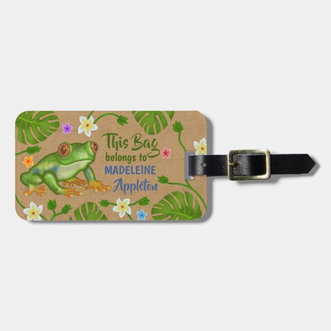 Frosch-tropische Sommer-Strand-Ferien | Gepäckanhänger (Vorderseite horizontal)