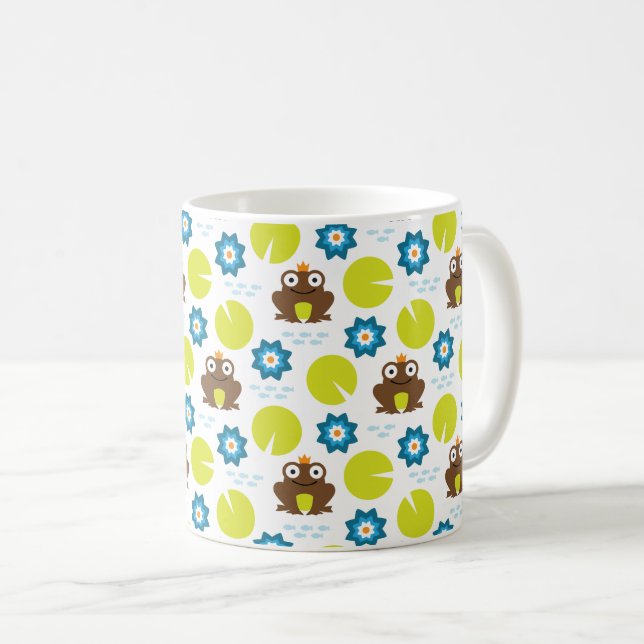 Frosch u. Nenuphar nahtloses Muster Kaffeetasse (VorderseiteRechts)