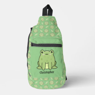 Frosch- und Blattmuster mit individuellem Namen Crossbody Bag