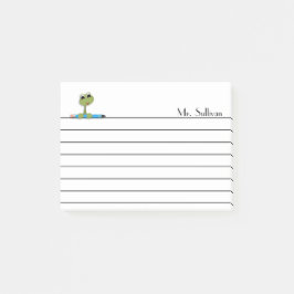 Frosch und Bleistift, gezeichnet Post-it Klebezettel