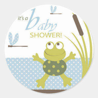 Frosch- und Dragonfly-Babydusche Runder Aufkleber