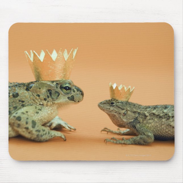 Frosch und Eidechse mit Kronen Mousepad (Vorne)