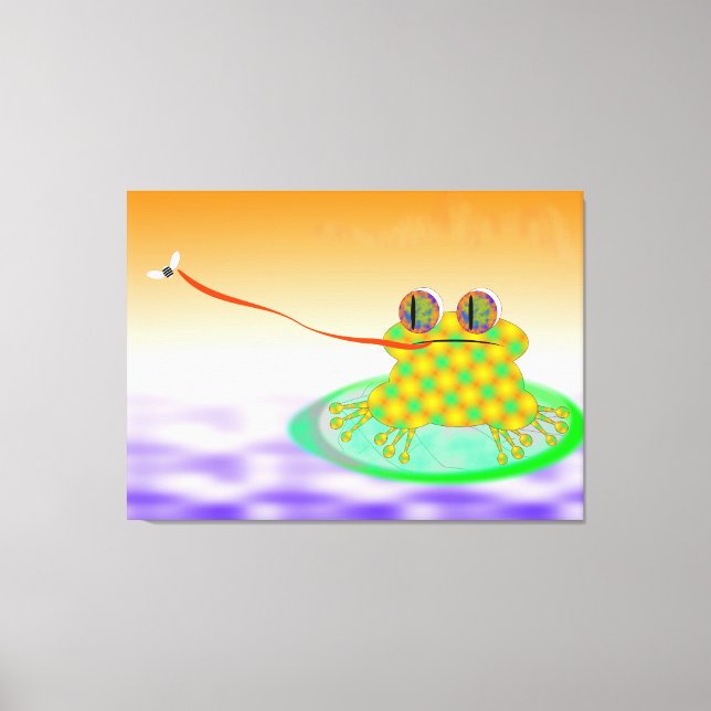 Frosch und Fliege Leinwanddruck (Vorderseite)
