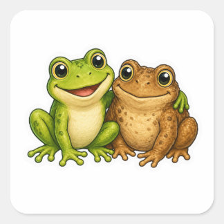 Frosch und Kröte Süße Natur Kunst Szene Aufkleber