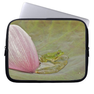Frosch und Lotusblütenblatt, China, Laptopschutzhülle