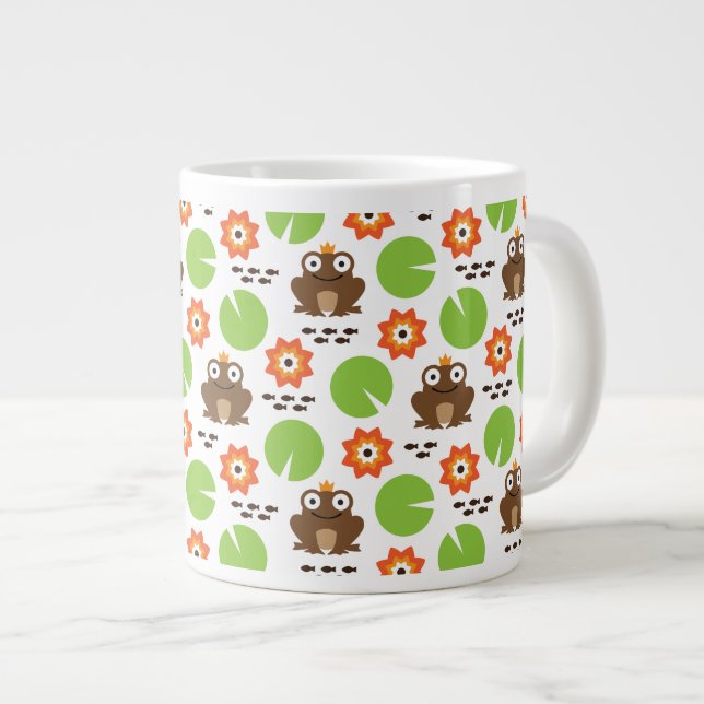 Frosch und Nenbergar nahtloses Muster Jumbo-Tasse (Vorderseite Rechts)