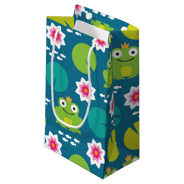 Frosch und Nenbergar Nahtloses Muster Kleine Geschenktüte (Vorderseite Schrägansicht)