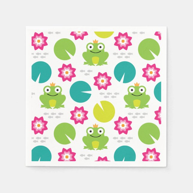 Frosch und Nenbergar nahtloses Muster Serviette (Vorderseite)