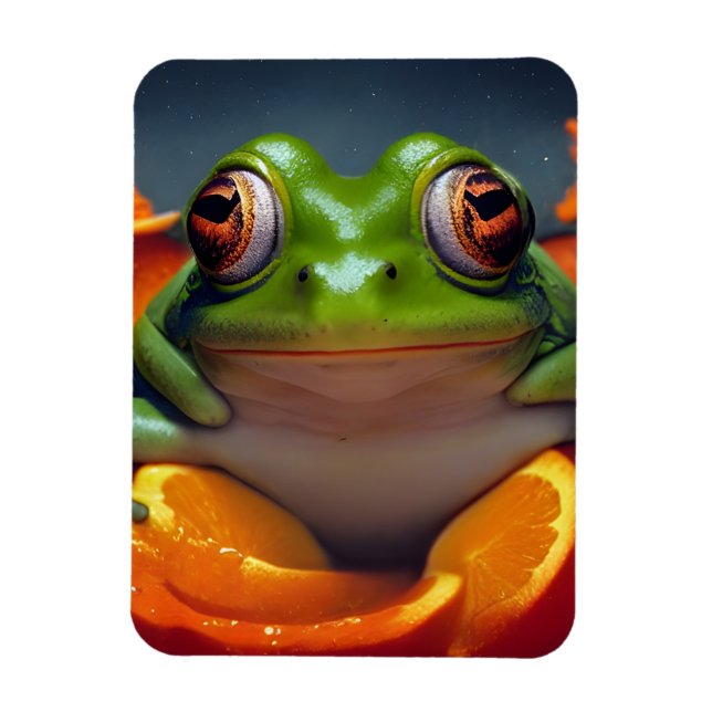 Frosch und Orangen Magnet (Vertikal)