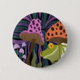 Frosch und Pilze Button