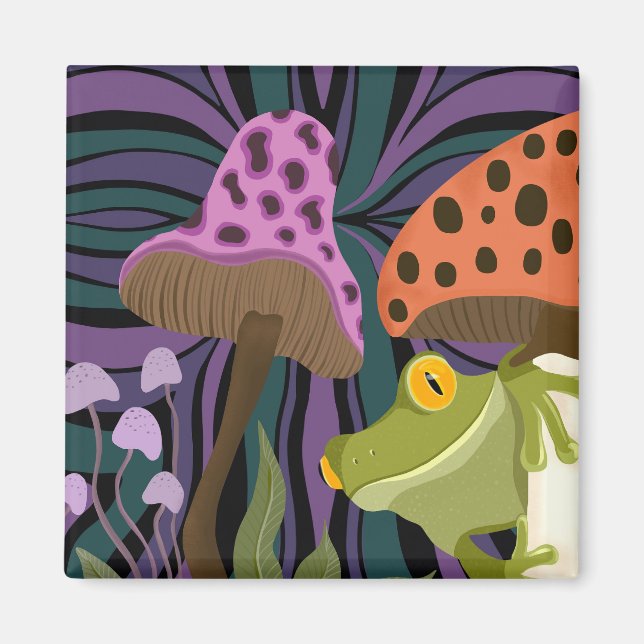 Frosch und Pilze Magnet (Vorne)