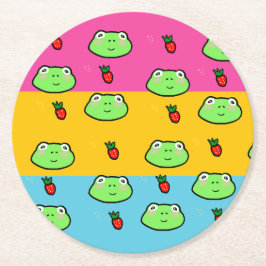Frosch und Strawberry Lover Runder Pappuntersetzer