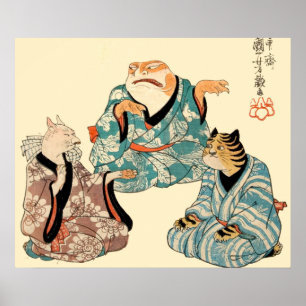 Frosch und Tiger spielen ein komisches Ken-Spiel Poster