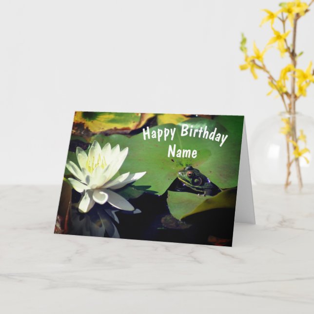 Frosch- und Wasserlilie Blume Personalisiert Gebur Karte (Gelbe Blume)