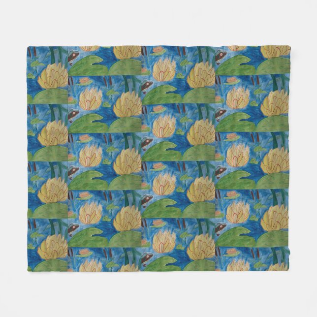 Frosch und Wasserlilien Fleece Blanket (Vorderseite (Horizontal))
