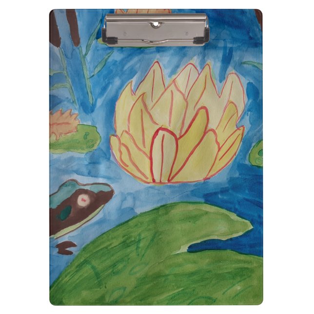 Frosch und Wasserlilien Zwischenablage Klemmbrett (Vorderseite)