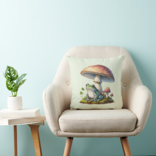 Frosch unter einem Pilz Süße Natur Kissen